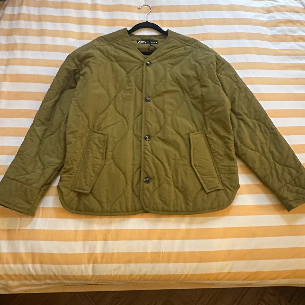 NWT Zara Army Quilted Jacket Size S/M